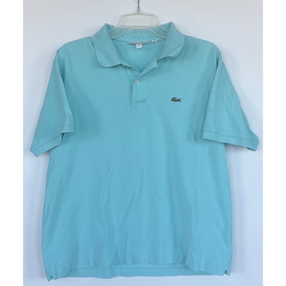 Lacoste Classic Fit Polo Shirt Mens XL Light Blue Aqua Cotton Pique Short Sleeve